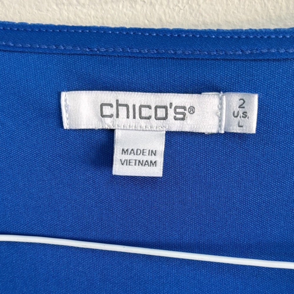 Chico's Vibrant Blue Pleated Blouse - Picture 2 of 4